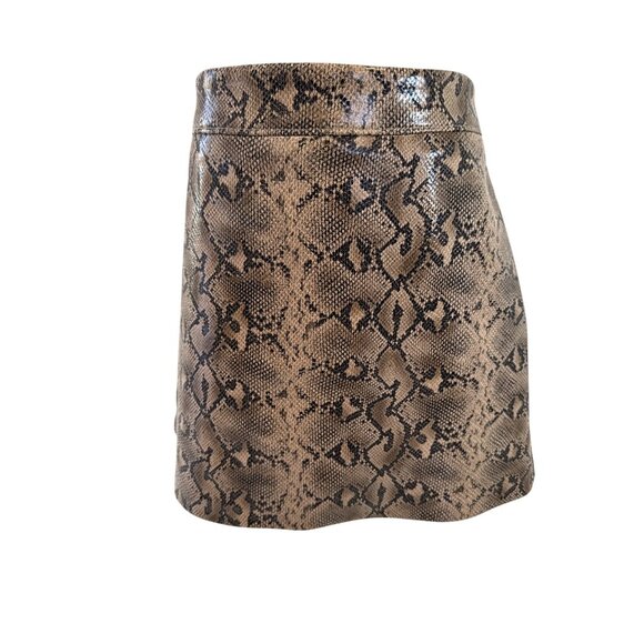 Blanknyc Brown & Black Snake Print Faux Leather Mini Skirt Size 31 - Picture 1 of 9